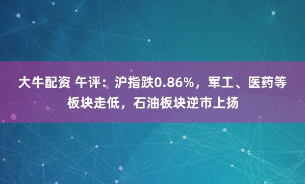 大牛配资 午评：沪指跌0.86%，军工、医药等板块走低，石油板块逆市上扬