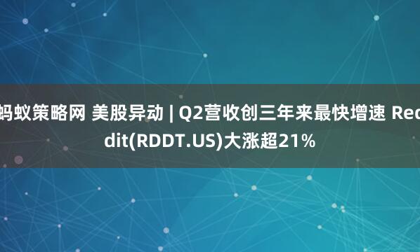 蚂蚁策略网 美股异动 | Q2营收创三年来最快增速 Reddit(RDDT.US)大涨超21%